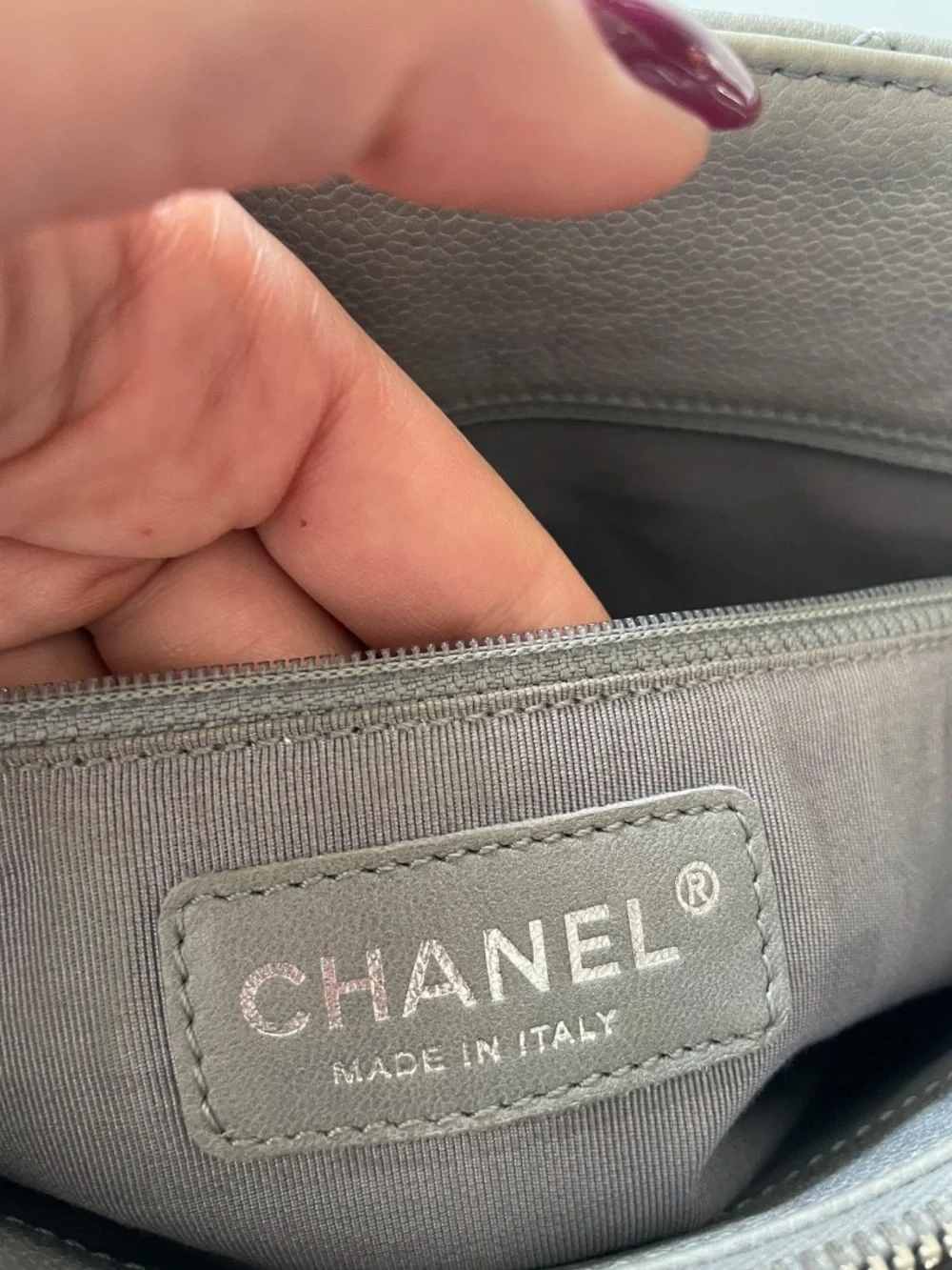 CHANEL Quilted Grand Shopping Tote in Silver Gray